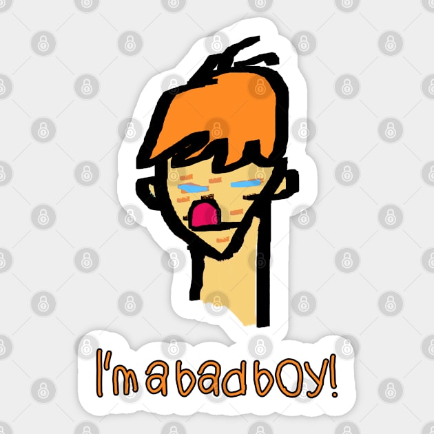 I'm a bad boym small red hair Sticker by NYWA-ART-PROJECT